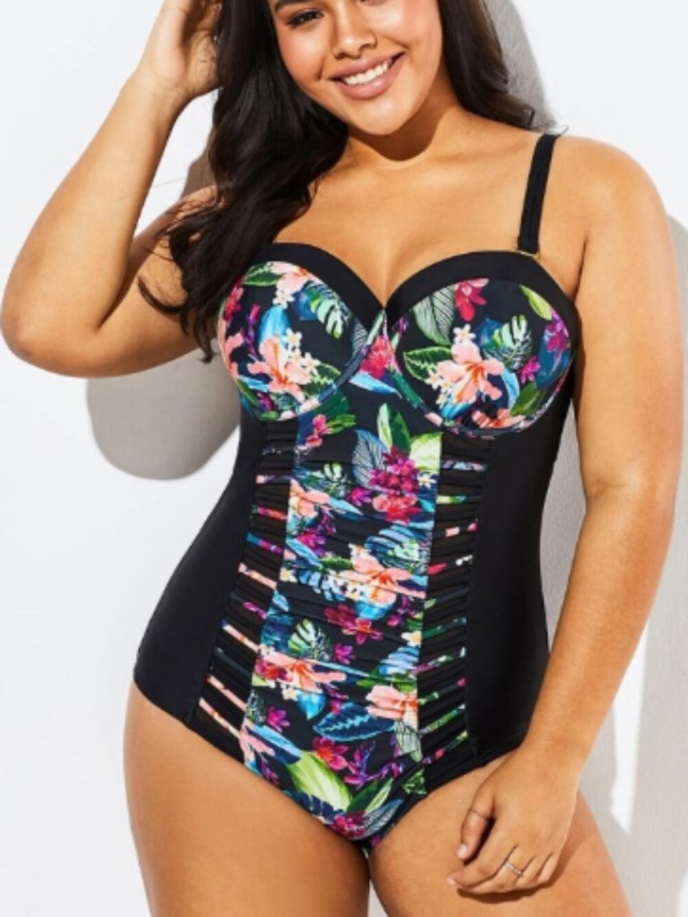 Retro Floral Underwire One Piece Swimsuit